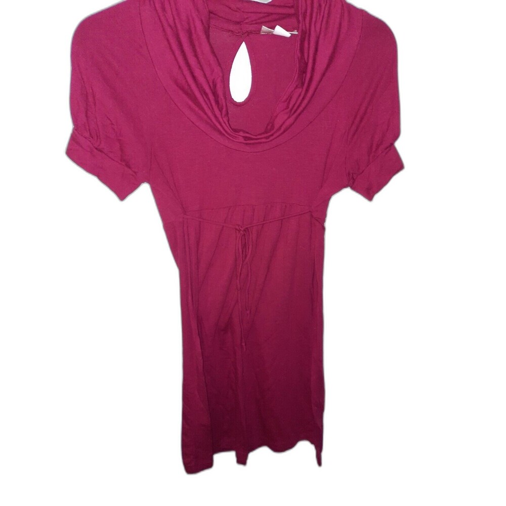 Self Esteem Burgundy Casual Dress – Size M – Keyhole Back, Short sleeves